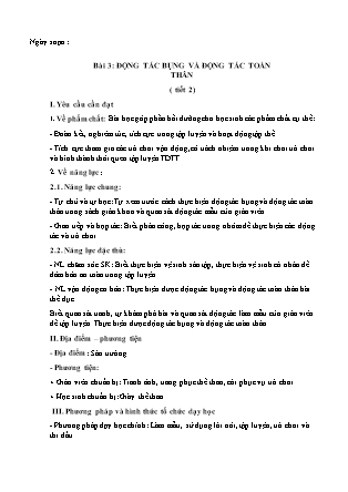 Giáo án Giáo dục thể chất Lớp 3 - Chủ đề 2: Bài tập thể dục - Bài 3: Động tác bụng và động tác toàn thân (Tiết 2)