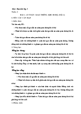 Kế hoạch bài dạy Đạo đức Lớp 3 - Tuần 2 - Bài 1: An toàn giao thông khi đi bộ (Tiết 2)