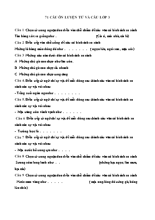 71 Câu ôn tập Luyện từ và câu Lớp 3