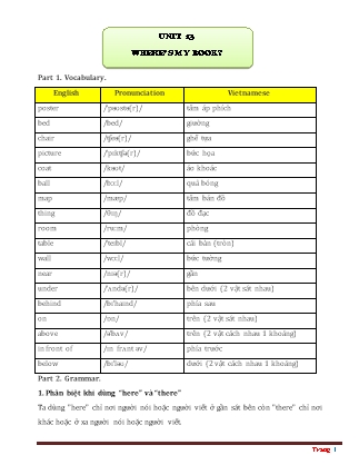 Bài tập chuyên sâu môn Tiếng anh Lớp 3 - Unit 13: Wheres my book?