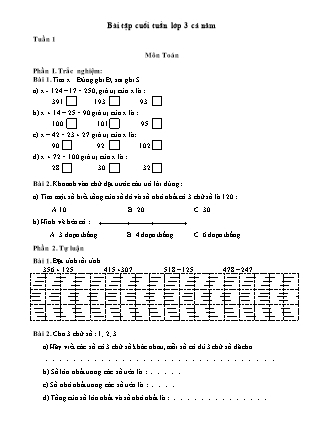 Bài tập cuối tuần Lớp 3 - Chương trình cả năm