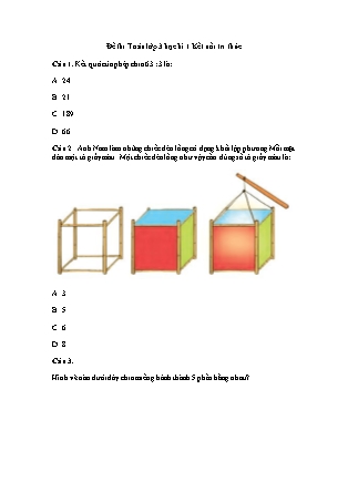 Đề thi học kì 1 môn Toán Lớp 3 sách Kết nối tri thức - Đề 2 (Có đáp án) Đề thi học kì 1 môn Toán Lớp 3 sách Kết nối tri thức - Đề 2 (Có đáp án)