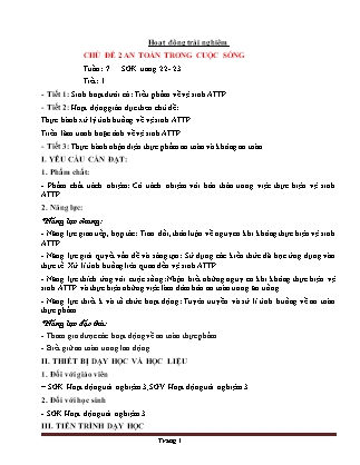 Giáo án hoạt động trải nghiệm Lớp 3 sách Chân trời sáng tạo - Tuần 07 Giáo án hoạt động trải nghiệm Lớp 3 sách Chân trời sáng tạo - Tuần 07