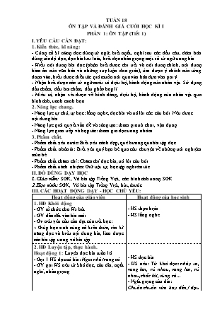 Giáo án môn Tiếng Việt Lớp 3 sách Kết nối tri thức - Tuần 18 - Ôn tập và đánh giá cuối học kì I