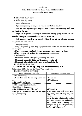 Giáo án môn Tiếng Việt Lớp 3 sách Kết nối tri thức - Tuần 19 - Chủ điểm: Những sắc màu thiên nhiên - Bài 19: Bầu trời (Tiết 1)