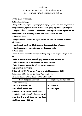 Giáo án môn Tiếng Việt Lớp 3 sách Kết nối tri thức - Tuần 32 - Chủ điểm: Trái đất của chúng mình - Bài 25: Ngọn lửa ô–lim-Pích (Tiết 1) Giáo án môn Tiếng Việt Lớp 3 sách Kết nối tri thức - Tuần 32 - Chủ điểm: Trái đất của chúng mình - Bài 25: Ngọn lửa ô–lim-Pích (Tiết 1)