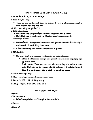 Giáo án môn Tin học Lớp 3 sách Kết nối tri thức - Bài 12: Tìm hiểu về giới tự nhiên (1 tiết)