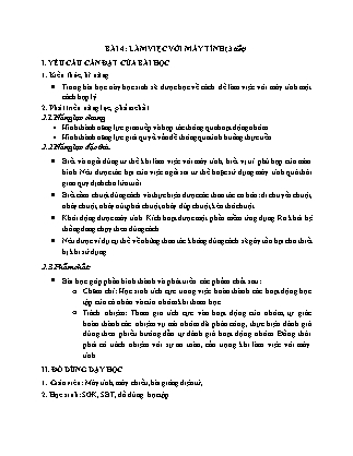 Giáo án môn Tin học Lớp 3 sách Kết nối tri thức - Bài 4: Làm việc với máy tính (3 tiết )