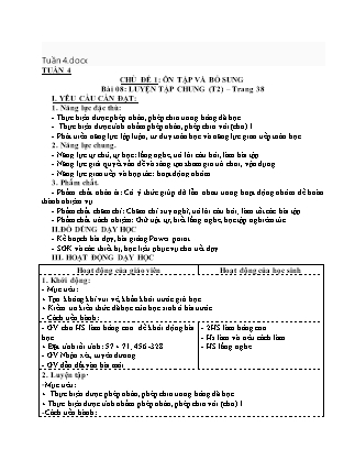 Giáo án môn Toán Lớp 3 sách Kết nối tri thức - Tuần 4 - Bài 8: Luyện tập chung (Tiết 2)