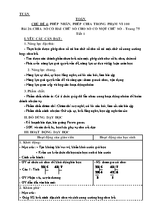 Giáo án môn Toán Lớp 3 - Tuần 11 - Bài 26: Chia số có hai chữ số với số có một chữ số (Tiết 1)