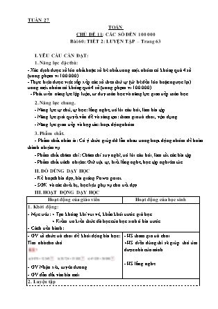 Giáo án môn Toán Lớp 3 - Tuần 27 - Bài 60: Luyện tập (Tiết 2) Giáo án môn Toán Lớp 3 - Tuần 27 - Bài 60: Luyện tập (Tiết 2)