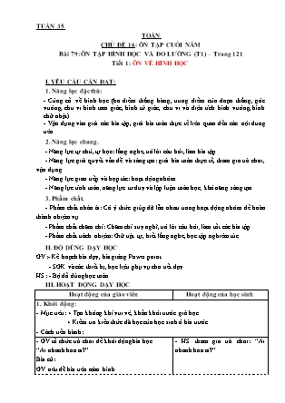Giáo án môn Toán Lớp 3 - Tuần 35 - Bài 79: Ôn tập hình học và đo lường (Tiết 1)