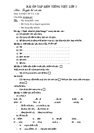 Ôn tập Luyện từ và câu Lớp 2