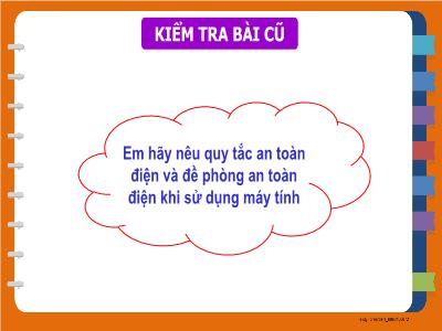 Bài giảng Tin học Lớp 3 - Chương 1: Máy tính và em - Bài 10: Bàn phím máy tính