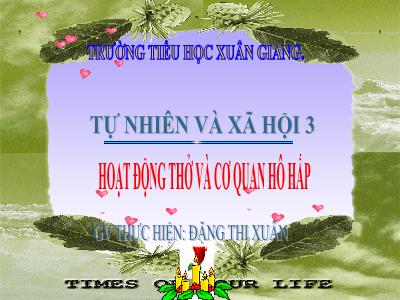 Bài giảng TNXH 3 - Bài: Hoạt động thở và cơ quan hô hấp - NH 2021-2022 (GV: Đặng Thị Xuân)