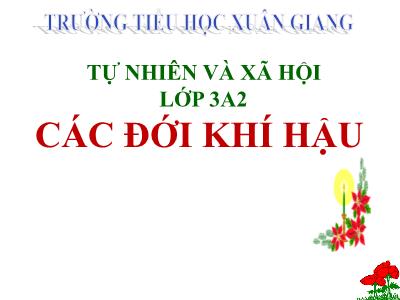 Bài giảng TNXH 3 - Tiết 65: Các đới khí hậu - NH 2021-2022 (GV: Nguyễn Thị Hằng)
