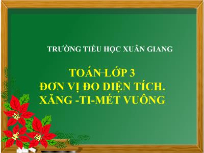 Bài giảng Toán 3 - Bài: Đơn vị đo diện tích. Xăng-ti-mét vuông - NH 2021-2022 (GV: Nguyễn Thị Hằng)