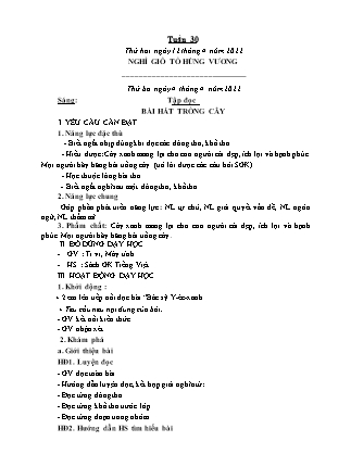 Giáo án Giảng dạy Lớp 3 - Tuần 30 NH 2022-2023 (GV: Nguyễn Thị Hằng)