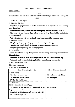 Kế hoạch bài dạy Lớp 3 - Tuần 11 (Tiếp) NH 2022-2023 (GV: Nguyễn Thị Loan)