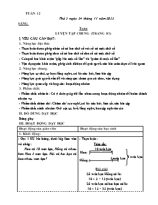 Kế hoạch bài dạy Lớp 3 - Tuần 12 (Tiếp) NH 2022-2023 (GV: Hoàng Thị Thủy)