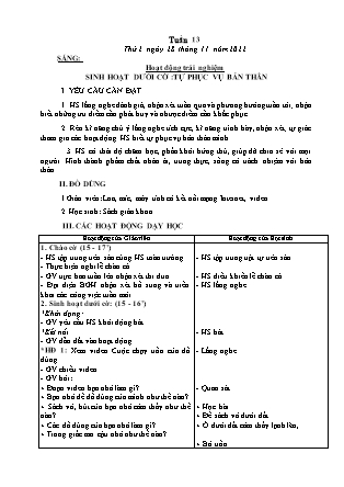 Kế hoạch bài dạy Lớp 3 - Tuần 13 NH 2022-2023 (GV: Nguyễn Thị Hằng)