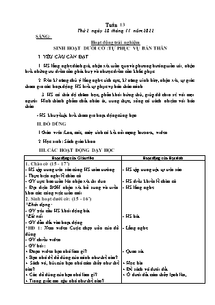 Kế hoạch bài dạy Lớp 3 - Tuần 13 NH 2022-2023 (GV: Nguyễn Thị Loan)