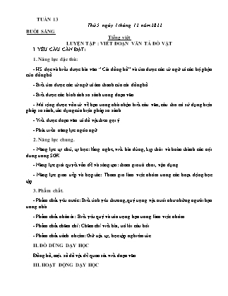 Kế hoạch bài dạy Lớp 3 - Tuần 13 (Tiếp) NH 2022-2023 (GV: Nguyễn Thị Loan)