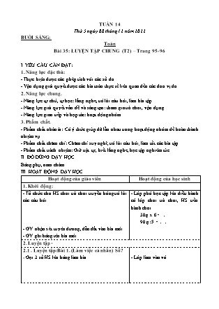 Kế hoạch bài dạy Lớp 3 - Tuần 14 (Tiếp) NH 2022-2023 (GV: Đặng Thị Mến)