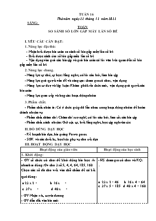 Kế hoạch bài dạy Lớp 3 - Tuần 16 (Tiếp) NH 2022-2023 (GV: Đặng Thị Mến)