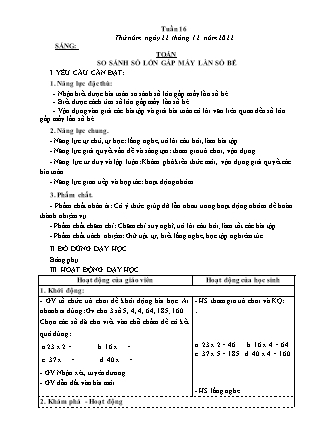 Kế hoạch bài dạy Lớp 3 - Tuần 16 (Tiếp) NH 2022-2023 (GV: Hoàng Thị Thủy)