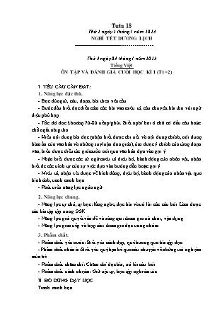 Kế hoạch bài dạy Lớp 3 - Tuần 18 NH 2022-2023 (GV: Đặng Thị Mến)