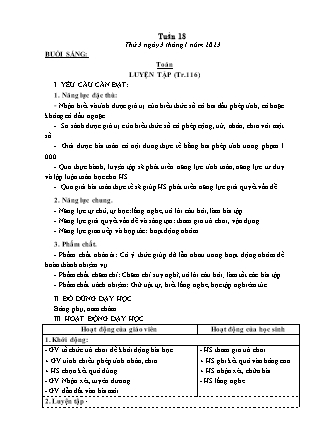Kế hoạch bài dạy Lớp 3 - Tuần 18 NH 2022-2023 (GV: Hoàng Thị Thủy)
