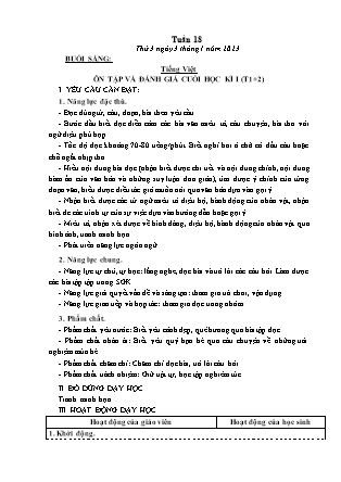 Kế hoạch bài dạy Lớp 3 - Tuần 18 NH 2022-2023 (GV: Nguyễn Thị Loan)