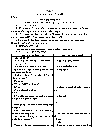 Kế hoạch bài dạy Lớp 3 - Tuần 2 NH 2022-2023 (GV: Hoàng Thị Thủy)