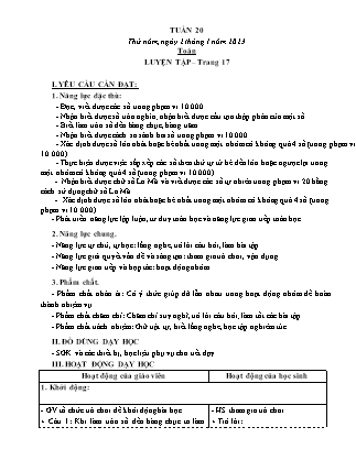 Kế hoạch bài dạy Lớp 3 - Tuần 20 (Tiếp) NH 2022-2023 (GV: Đặng Thị Mến)