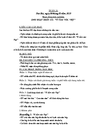 Kế hoạch bài dạy Lớp 3 - Tuần 21 NH 2022-2023 (GV: Hoàng Thị Thủy)