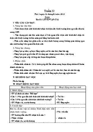 Kế hoạch bài dạy Lớp 3 - Tuần 22 (Tiếp) NH 2022-2023 (GV: Hoàng Thị Thủy)