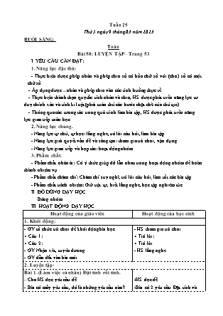 Kế hoạch bài dạy Lớp 3 - Tuần 25 (Tiếp) NH 2022-2023 (GV: Hoàng Thị Thủy)