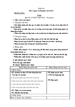 Kế hoạch bài dạy Lớp 3 - Tuần 26 (Tiếp) NH 2022-2023 (GV: Nguyễn Thị Loan)