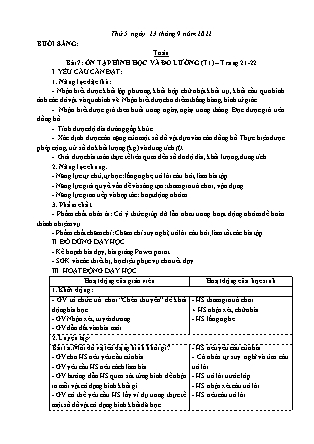 Kế hoạch bài dạy Lớp 3 - Tuần 3 (Tiếp) NH 2022-2023 (GV: Nguyễn Thị Hằng)