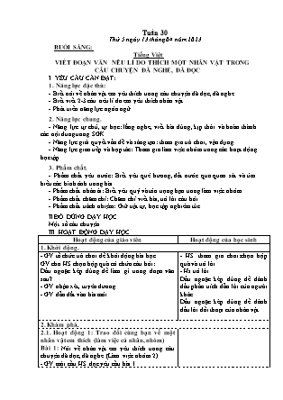 Kế hoạch bài dạy Lớp 3 - Tuần 30 (Tiếp) NH 2022-2023 (GV: Nguyễn Thị Loan)