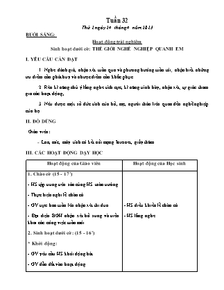 Kế hoạch bài dạy Lớp 3 - Tuần 32 NH 2022-2023 (GV: Nguyễn Thị Hằng)