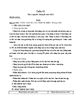 Kế hoạch bài dạy Lớp 3 - Tuần 33 NH 2022-2023 (GV: Hoàng Thị Thủy)