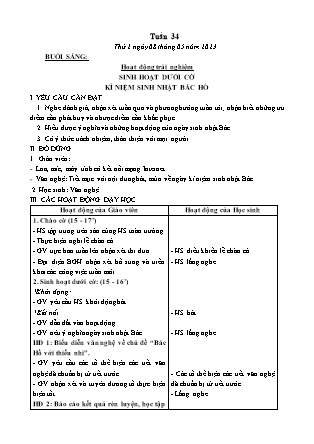 Kế hoạch bài dạy Lớp 3 - Tuần 34 NH 2022-2023 (GV: Hoàng Thị Thủy)