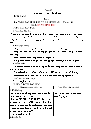 Kế hoạch bài dạy Lớp 3 - Tuần 35 (Tiếp) NH 2022-2023 (GV: Nguyễn Thị Loan)