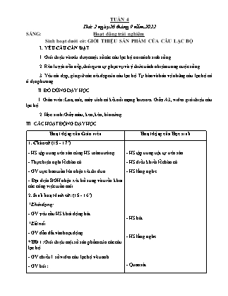 Kế hoạch bài dạy Lớp 3 - Tuần 4 NH 2022-2023 (GV: Nguyễn Thị Loan)