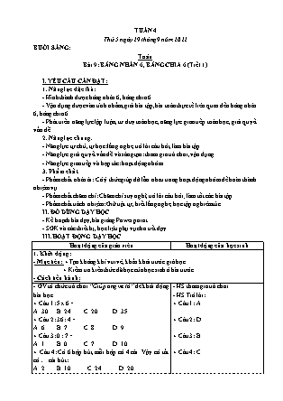 Kế hoạch bài dạy Lớp 3 - Tuần 4 (Tiếp) NH 2022-2023 (GV: Đặng Thị Mến)