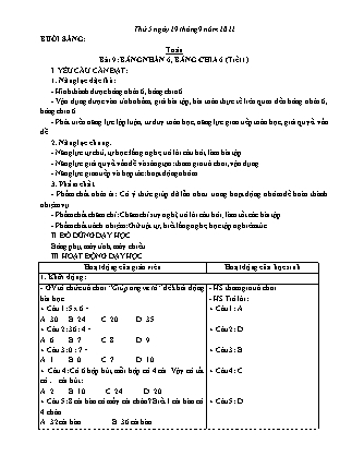 Kế hoạch bài dạy Lớp 3 - Tuần 4 (Tiếp) NH 2022-2023 (GV: Hoàng Thị Thủy)