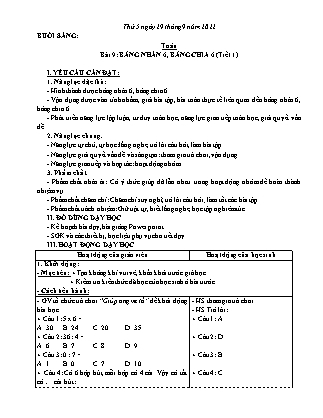 Kế hoạch bài dạy Lớp 3 - Tuần 4 (Tiếp) NH 2022-2023 (GV: Nguyễn Thị Hằng)