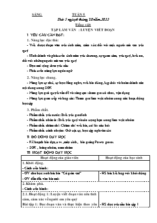 Kế hoạch bài dạy Lớp 3 - Tuần 5 NH 2022-2023 (GV: Nguyễn Thị Loan)